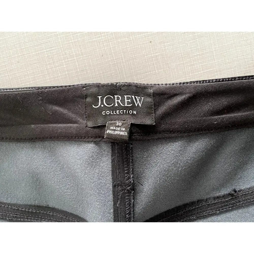 J Crew Collection Sz 30 Faux Leather Patent Pants Black Edgy Party Shiny Sexy